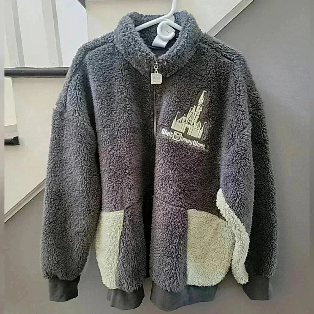 Disney World Deep Pile Fleece XXL Pullover 1/4 Zip Disney Parks Embroidered Soft